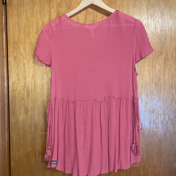 •MATILDA JANE•ROSE WILLOW SWING TOP, V-NECK SIDE TIE TASSLE SIZE MEDIUM EUC - Picture 4 of 6